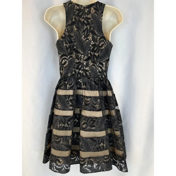 Aidan Mattox Black Beige A-Line Cocktail Dress $458 - Picture 7 of 13